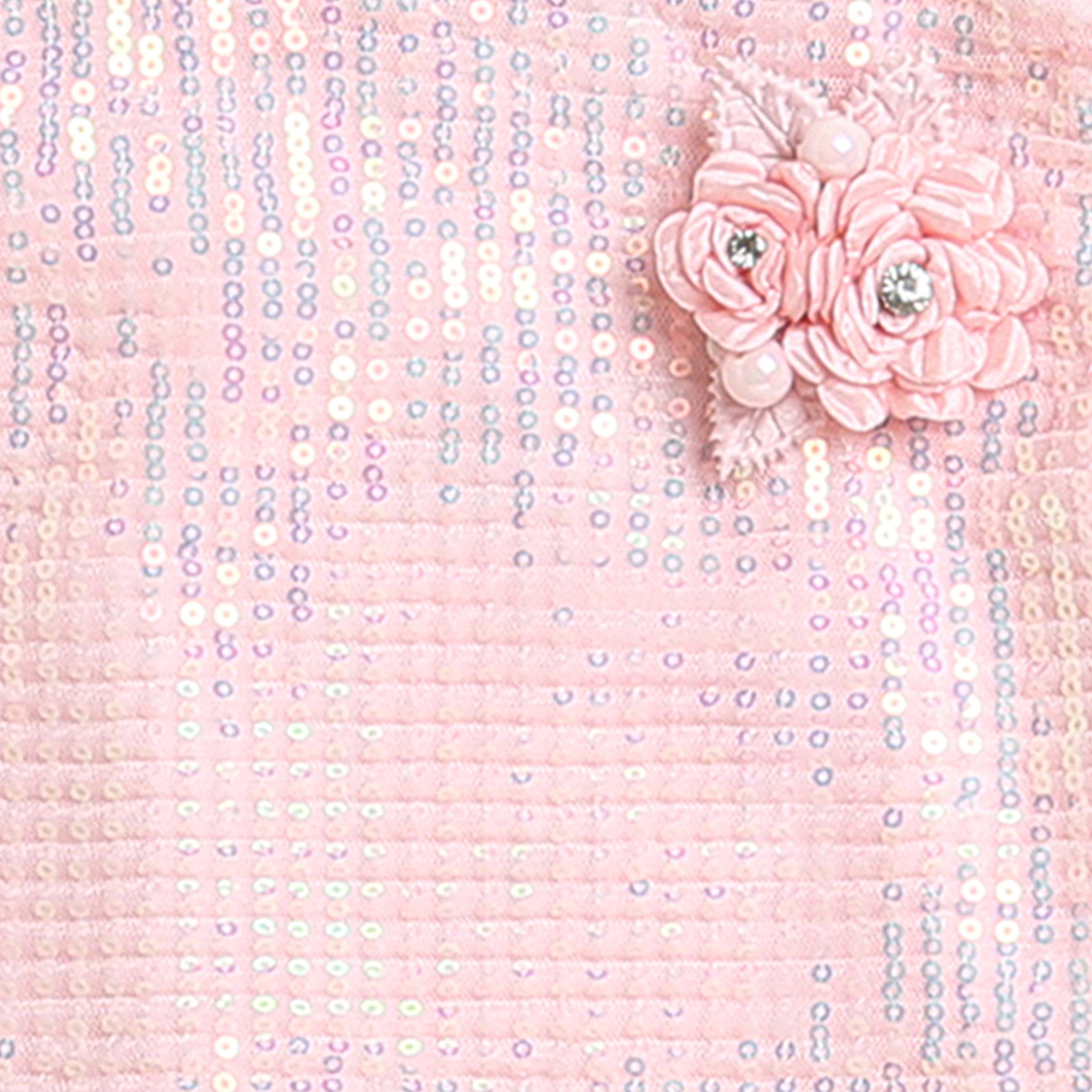 Blush Pink Sequin Embellished Peplum Top TG5067