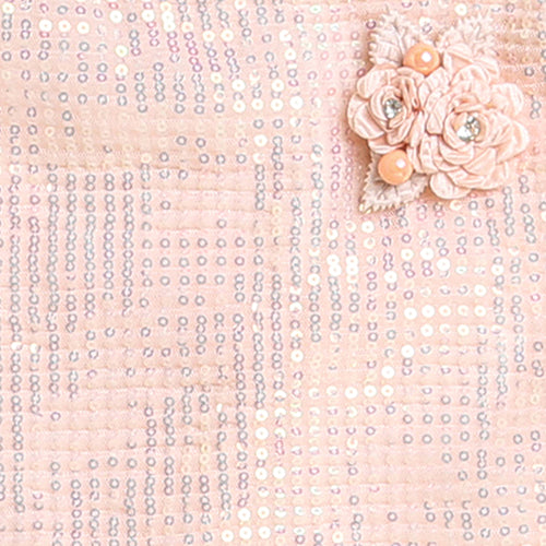 Peach Sequin Embellished Peplum Top TG5067