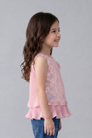 Blush Pink Sequin Embellished Peplum Top TG5067