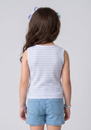 Blue & White Striped Sleeveless Tie-Hem Top TG5072