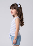 Blue & White Striped Sleeveless Tie-Hem Top TG5072