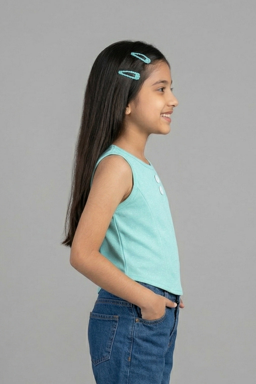 Green Sleeveless Ribbed Top TG5078