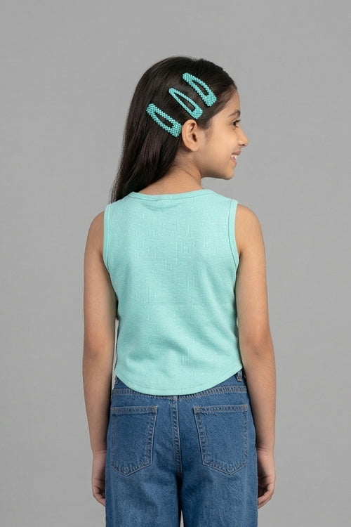 Green Sleeveless Ribbed Top TG5078