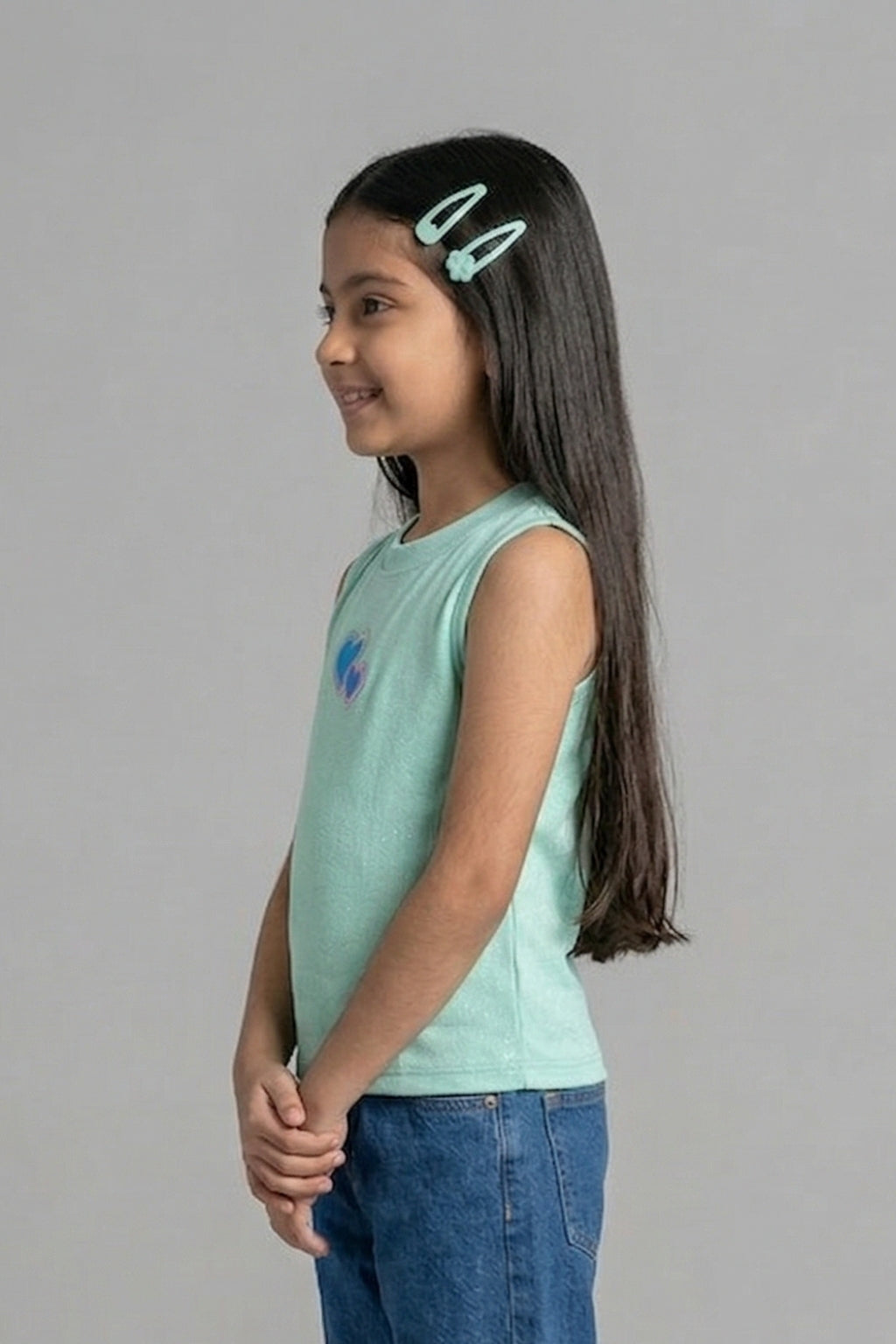 Green Sleeveless Heart Top TG5087