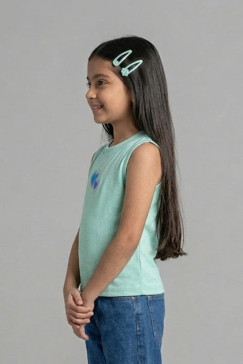 Green Sleeveless Heart Top TG5087