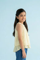 Soft Yellow Halter Neck Ruffle Top TG6000
