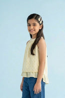 Soft Yellow Halter Neck Ruffle Top TG6000
