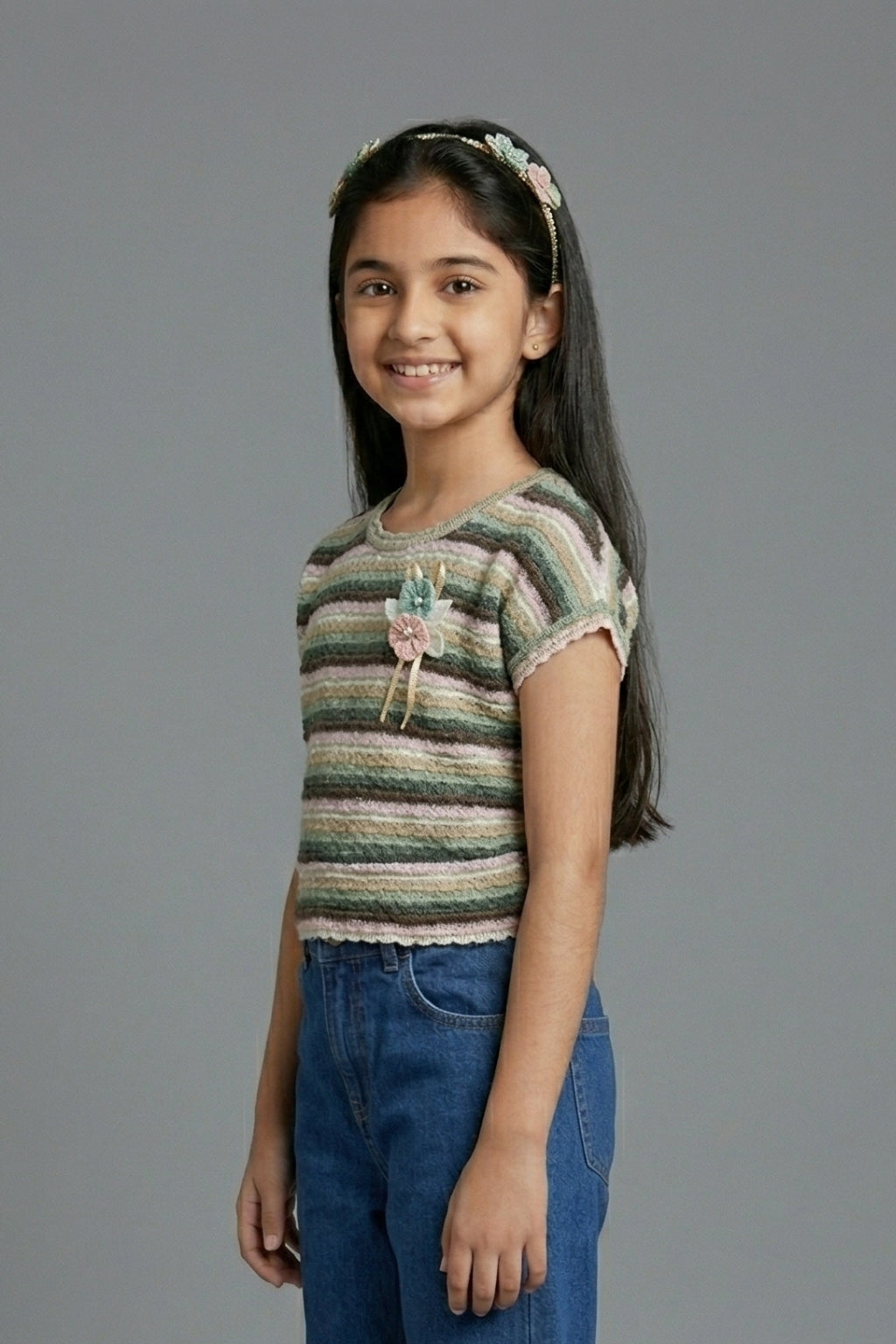 Multi-Stripe Textured Knit Top TG6030