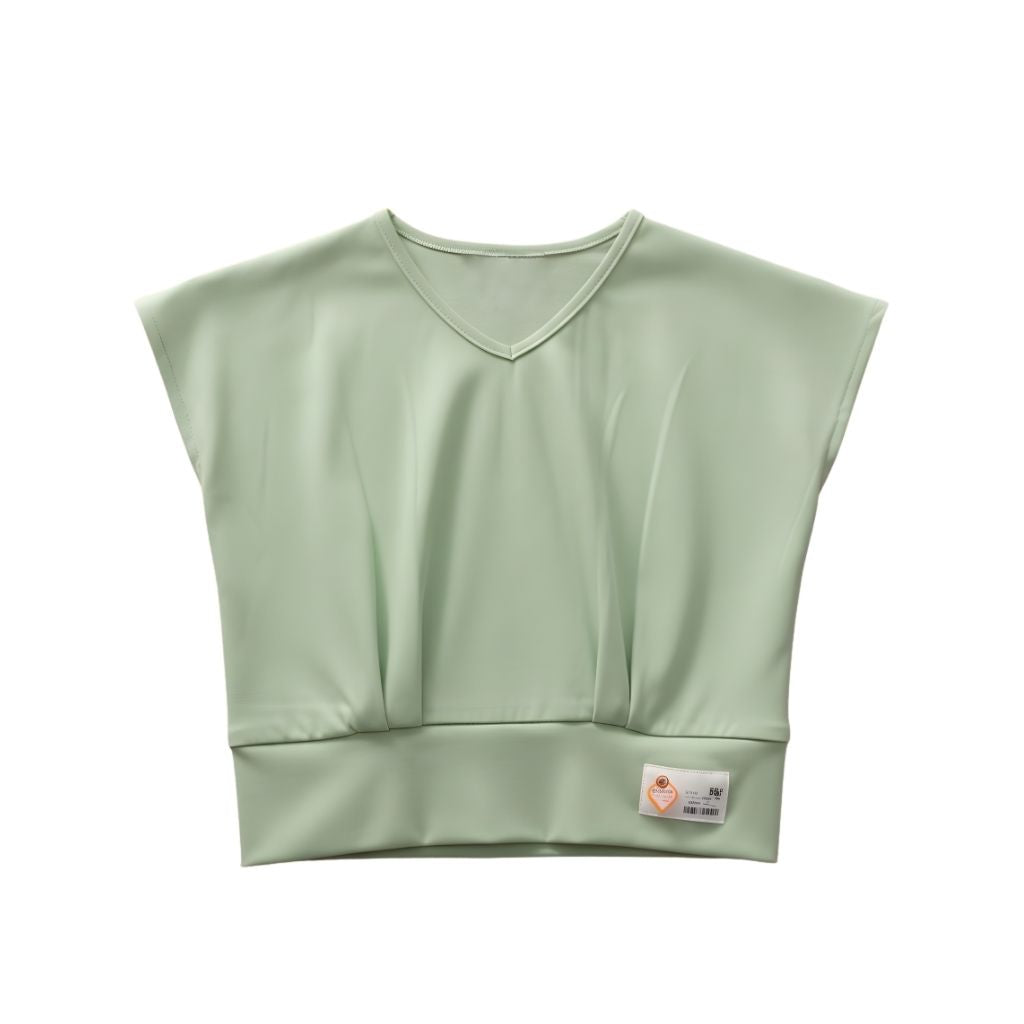 Mint Green V-Neck Drape Top TG6036