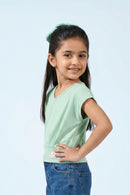 Mint Green V-Neck Drape Top TG6036