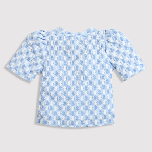 Blue Puff Sleeve Top TG6041