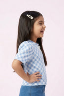 Blue Puff Sleeve Top TG6041
