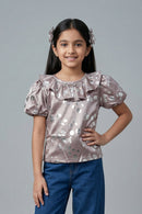 Dusty Satin Floral Ruffle Top TG6046