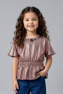 Copper Printed Peplum Top TG6047