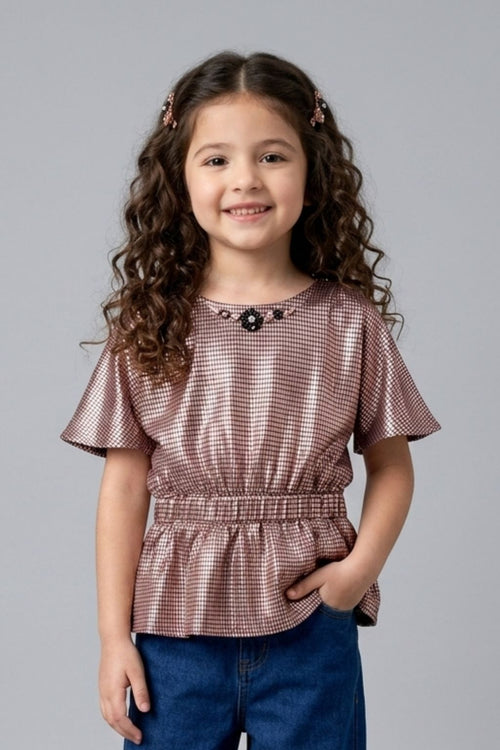 Copper Printed Peplum Top TG6047