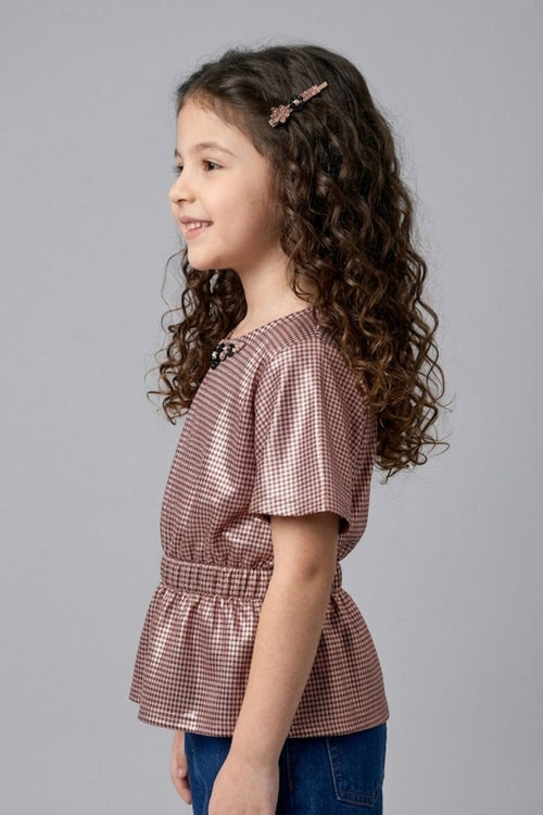Copper Printed Peplum Top TG6047