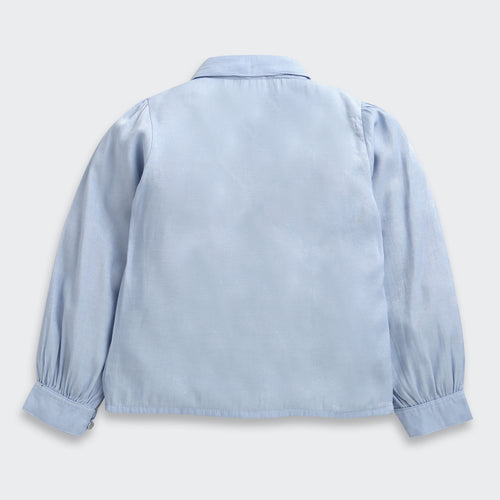 Light Blue Sequin Yoke Shirt Top TG6052