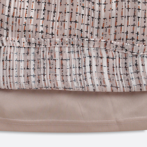Cream Printed Bow Neck Ruffle Top TG6055