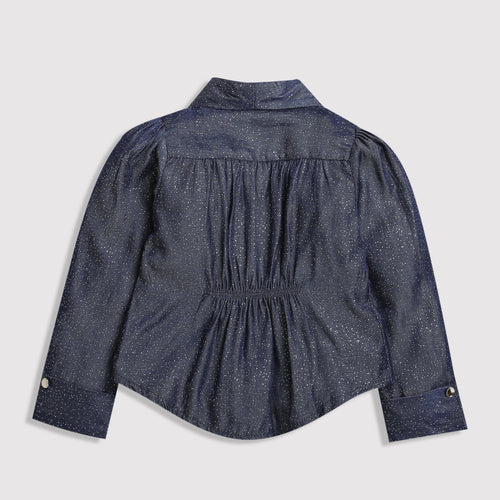 Dark Blue Puff Sleeve Top TG6056