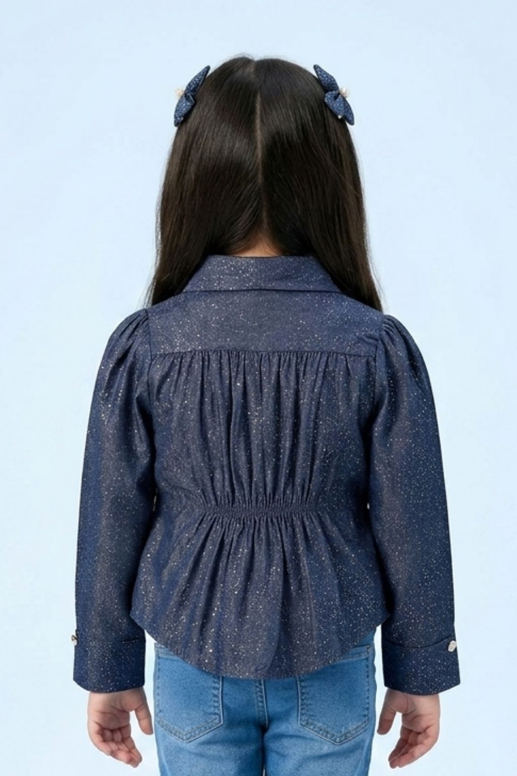 Dark Blue Puff Sleeve Top TG6056