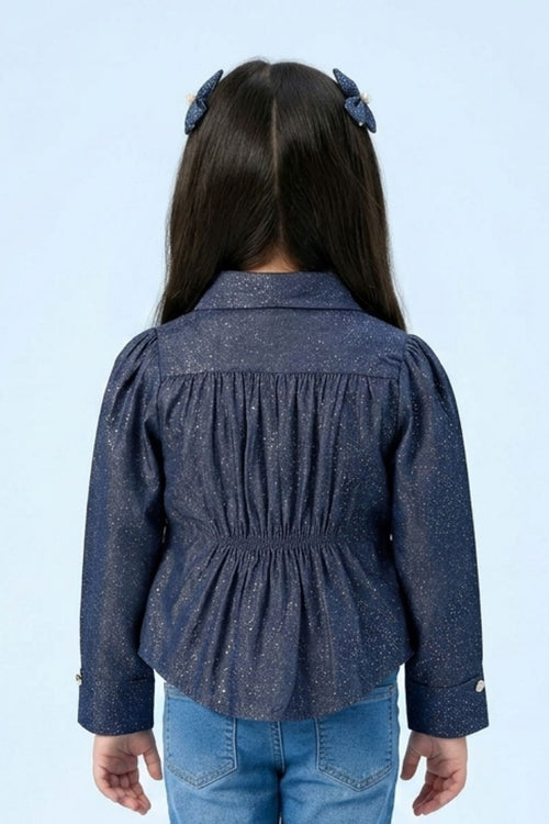 Dark Blue Puff Sleeve Top TG6056