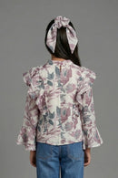 Mauve Floral Ruffle Tie-Up Top TG6061