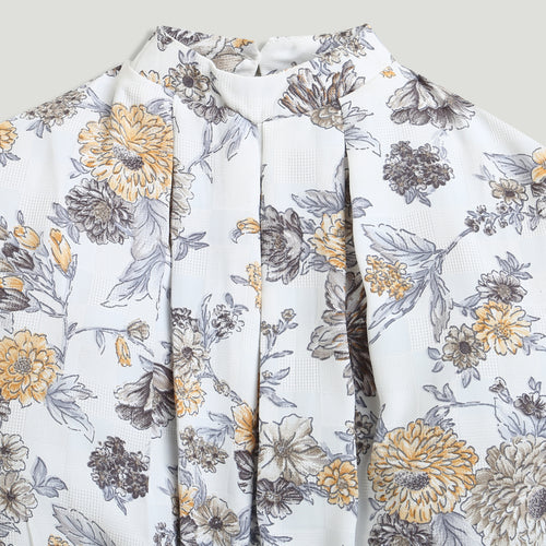 White Floral Ruffle Sleeve Girls Top TG6062