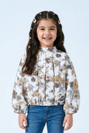 White Floral Ruffle Sleeve Girls Top TG6062