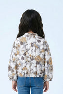 White Floral Ruffle Sleeve Girls Top TG6062
