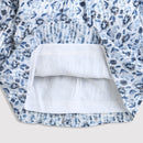 Long Sleeve Elegant Blue Floral Ruffle Peplum Top TG6064