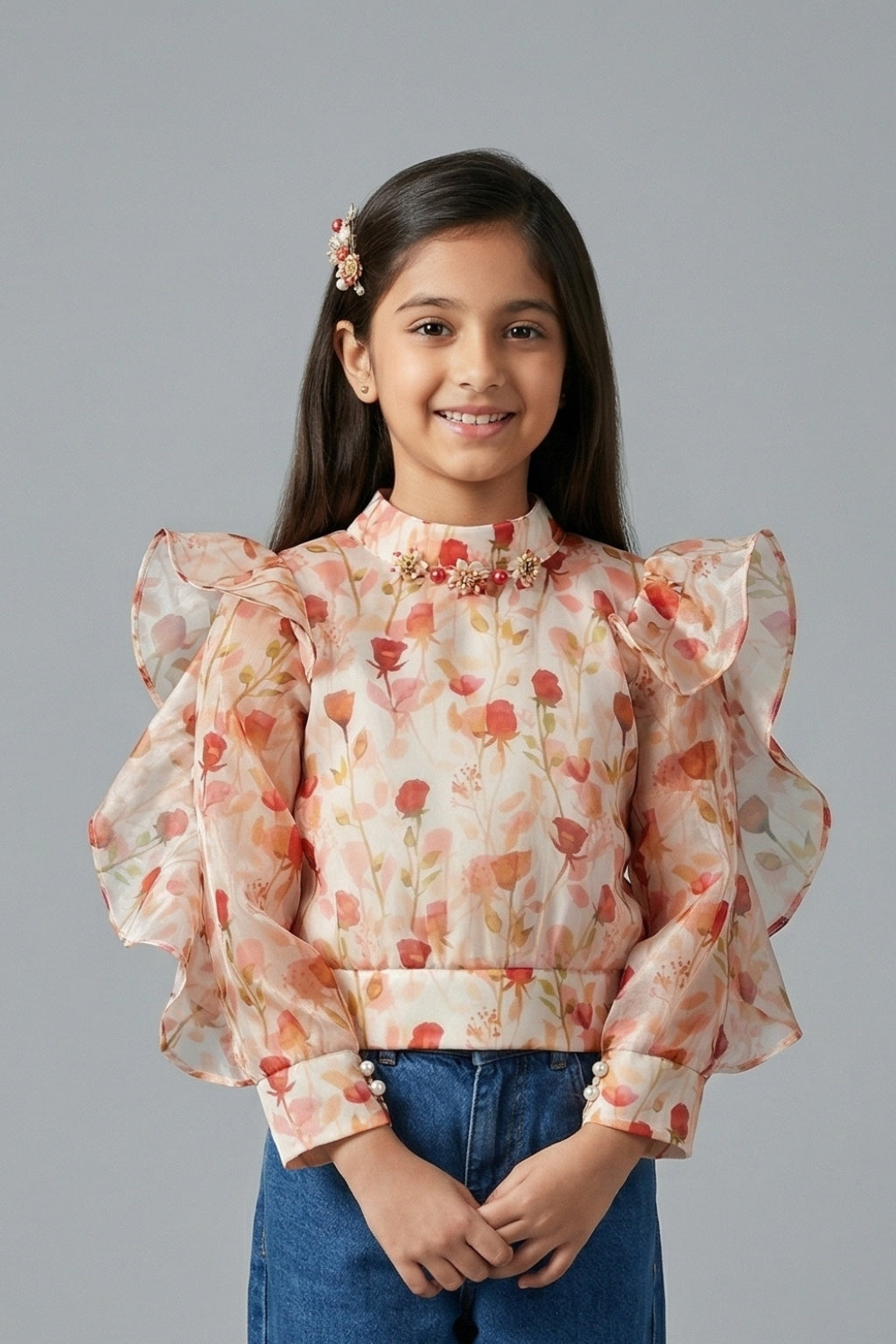 Pastel Floral Ruffle Top TG6066