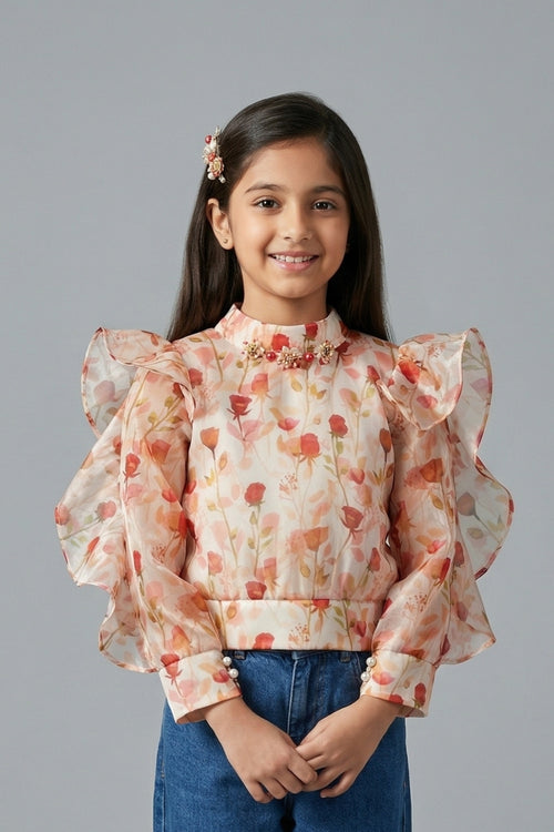 Pastel Floral Ruffle Top TG6066