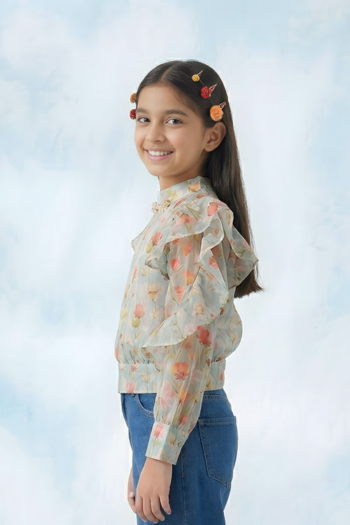 Pastel Bloom Ruffle Top TG6066