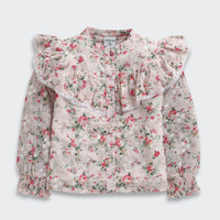 Tiny Girl Blush Bloom Ruffle Collar Pink Top