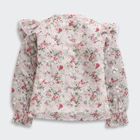 Tiny Girl Blush Bloom Ruffle Collar Pink Top