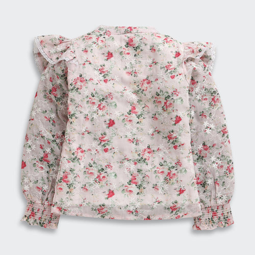Blush Bloom Ruffle Collar Pink Top TG6067
