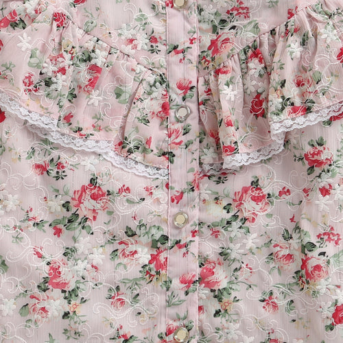 Blush Bloom Ruffle Collar Pink Top TG6067