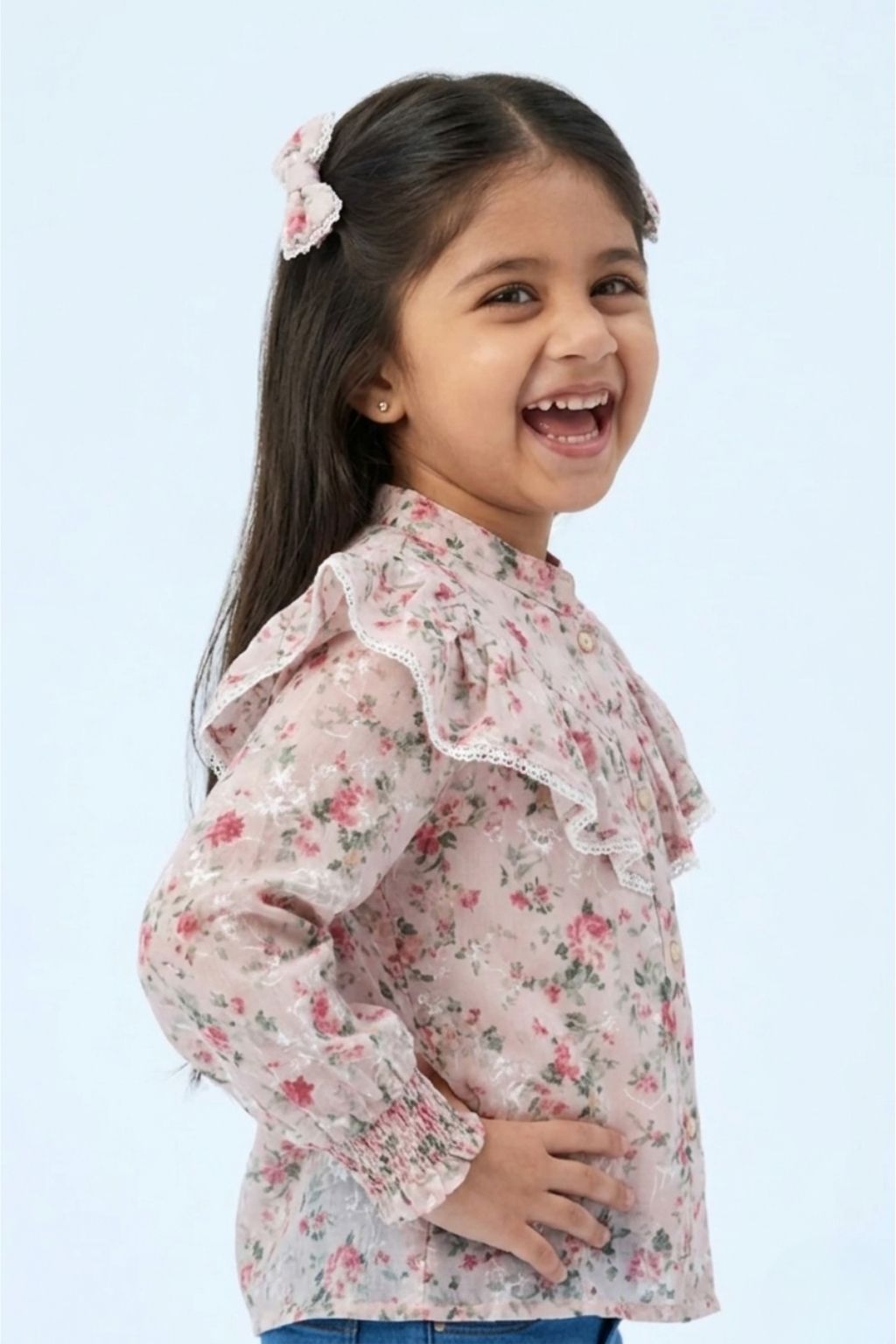 Blush Bloom Ruffle Collar Pink Top TG6067