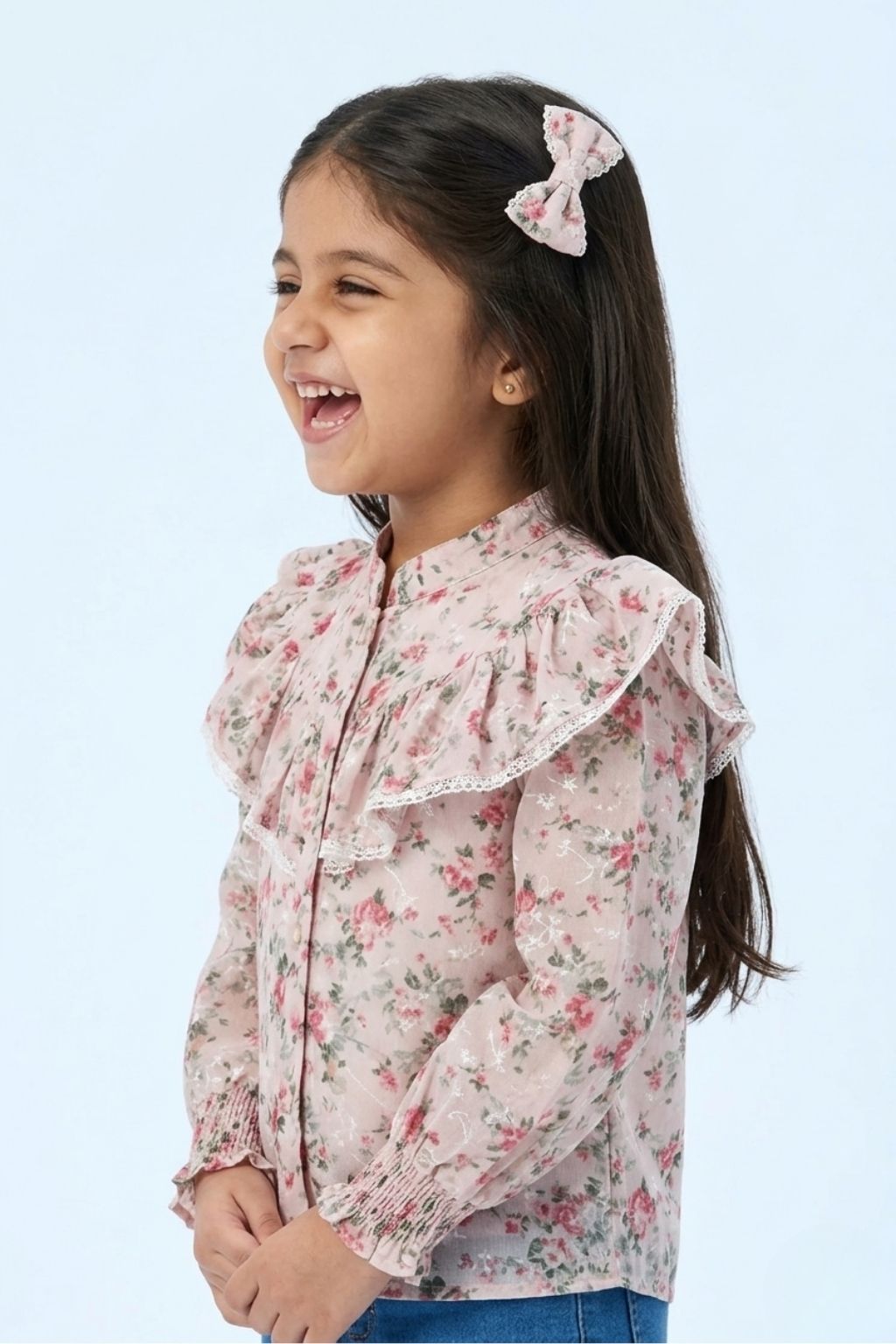 Blush Bloom Ruffle Collar Pink Top TG6067