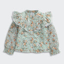 Tiny Girl Blush Bloom Ruffle Collar Sky Blue Top