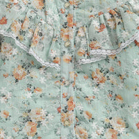 Tiny Girl Blush Bloom Ruffle Collar Sky Blue Top