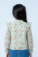 Blush Bloom Ruffle Collar Sky Blue Top TG6067