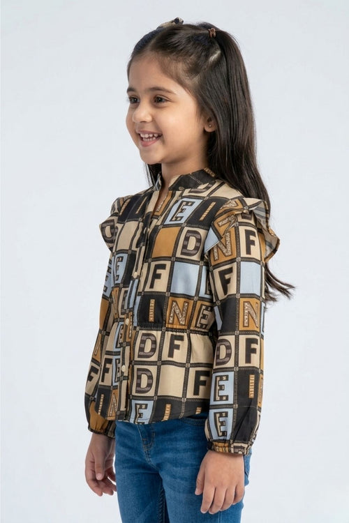 Fawn Geometric Print Shirt Top TG6072
