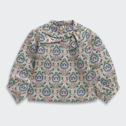 Fawn Floral Printed High-Neck Bow Top TG6082