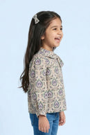 Fawn Floral Printed High-Neck Bow Top TG6082