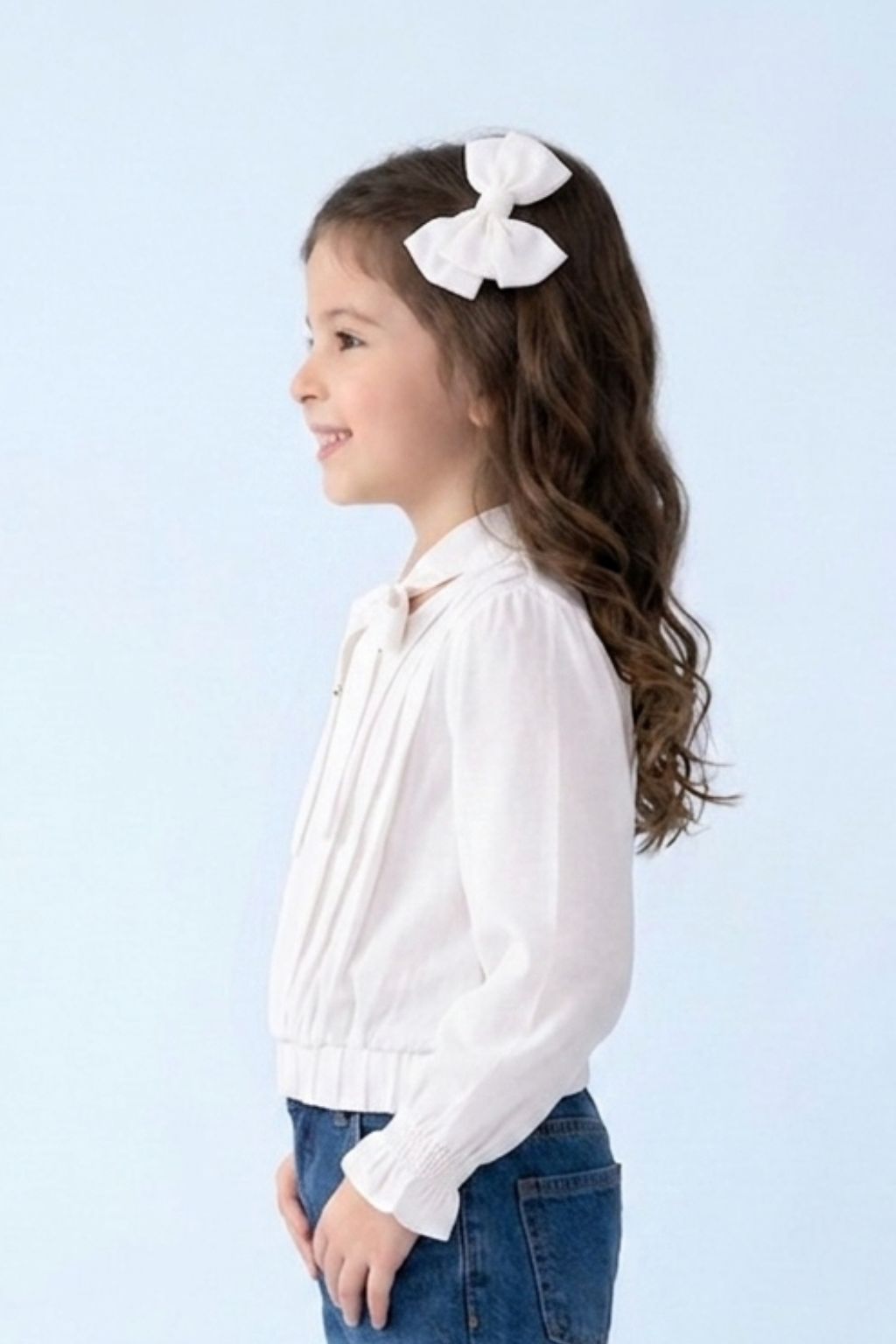 Elegant White Tie-Neck Top TG6093