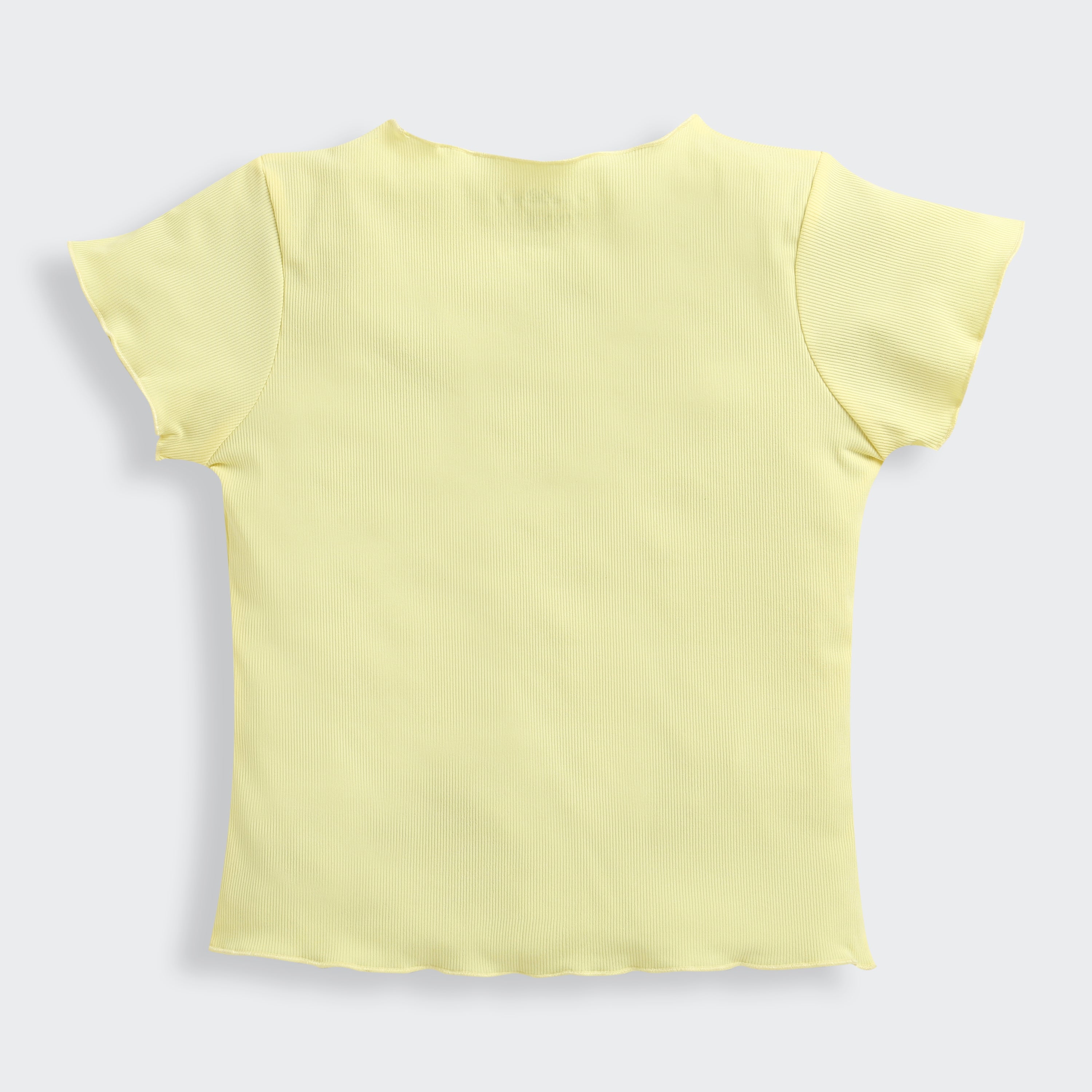 Yellow Ribbed Smile Patch Top TG6133