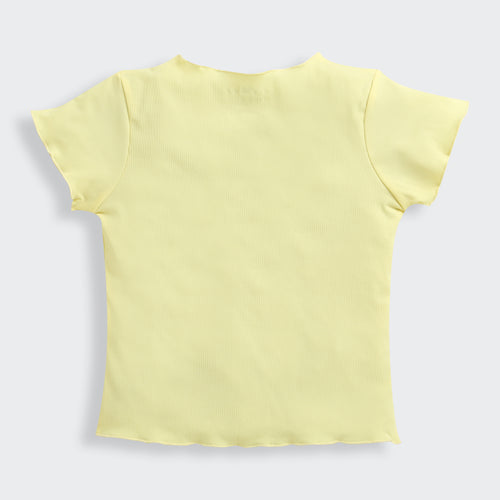 Yellow Ribbed Smile Patch Top TG6133