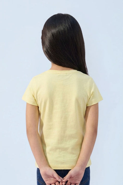 Yellow Ribbed Smile Patch Top TG6133