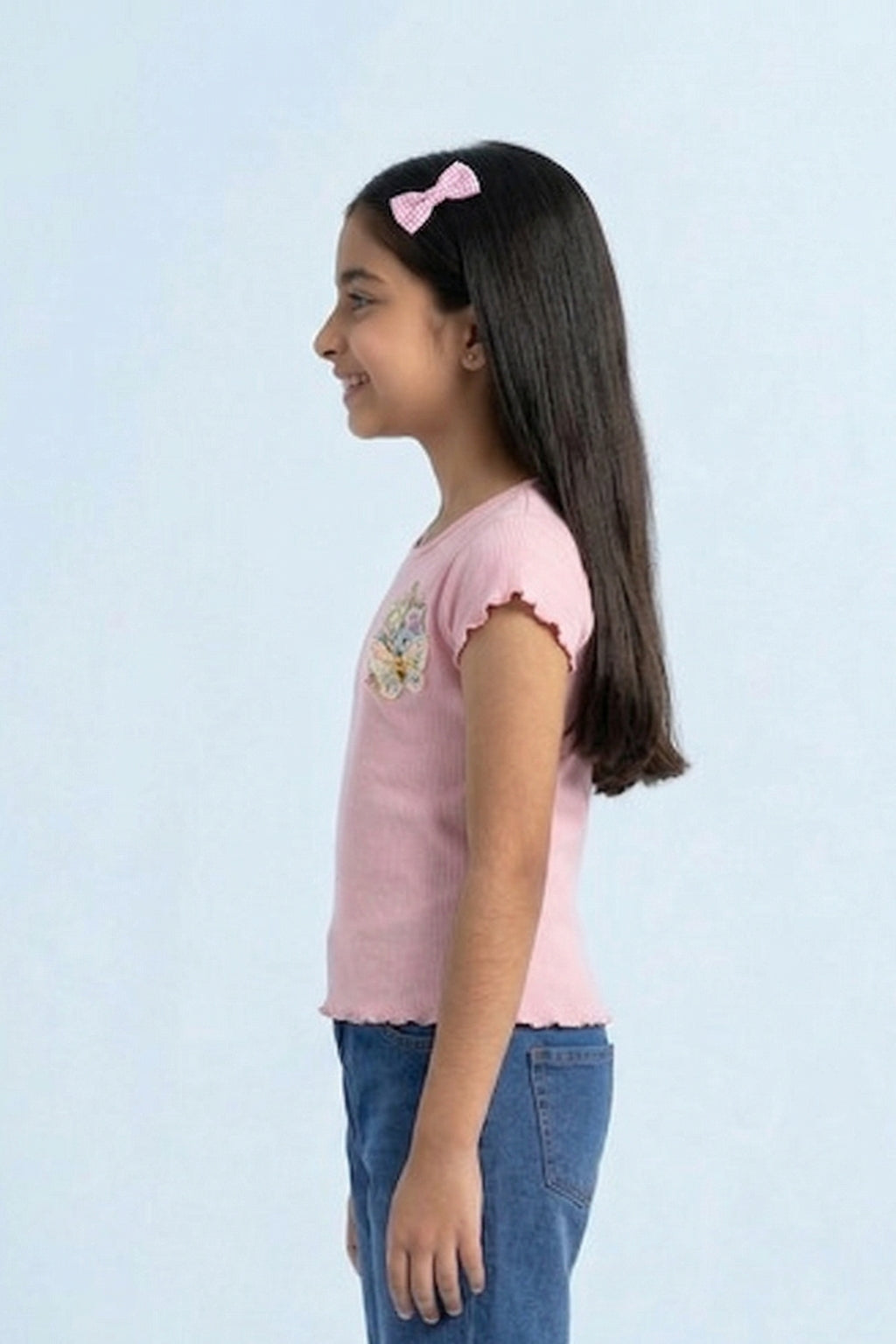 Blush Ribbed Flutter Sleeve Tee TG6133